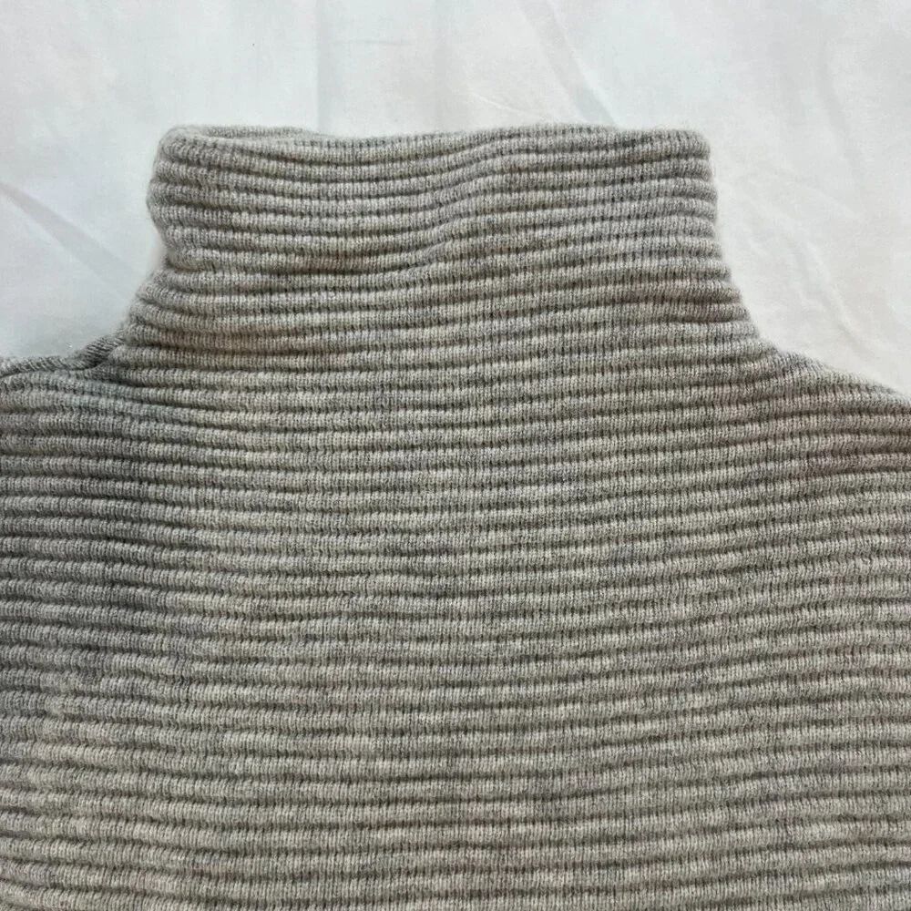 Madewell Light Gray Ribbed Mockneck Long Sleeve Pullover Sweater | Size XS - Picture 3 of 6